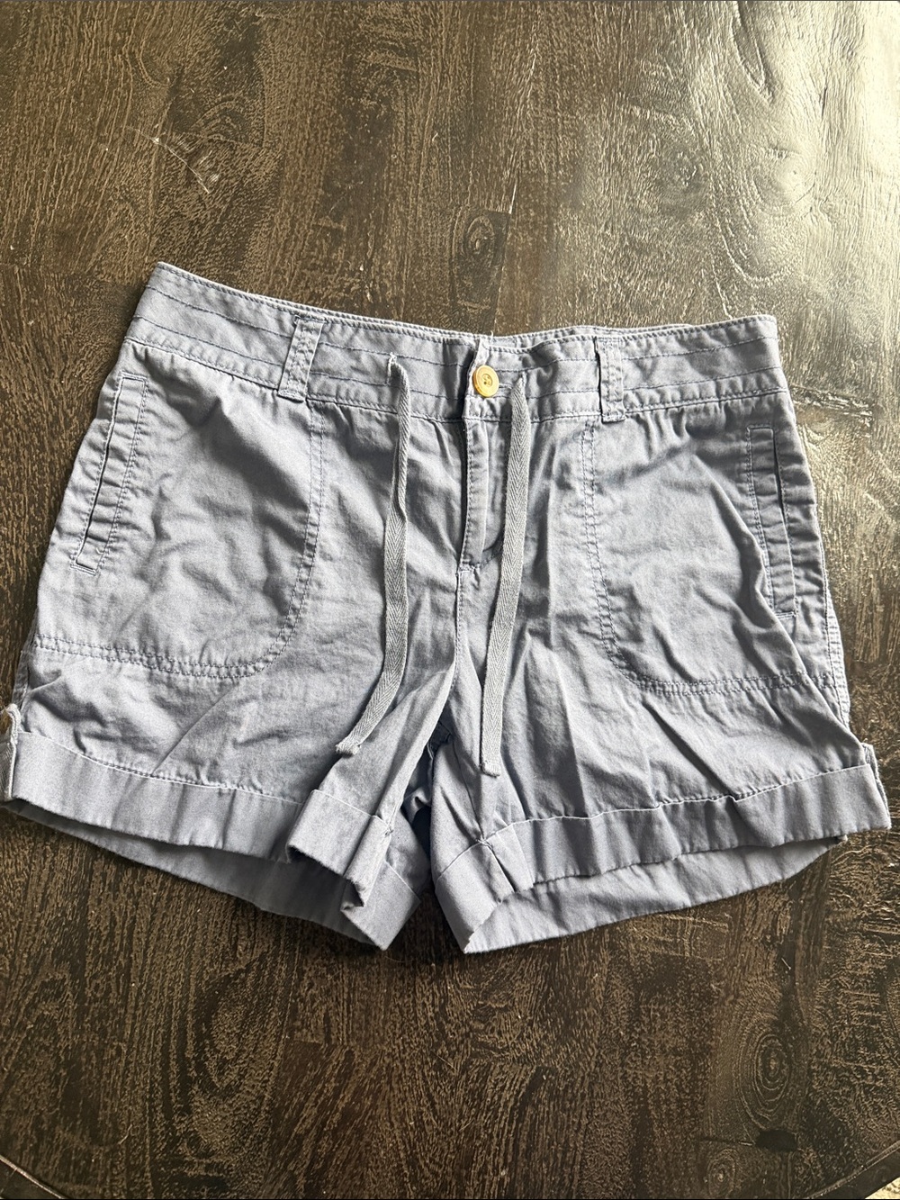 French Cuff Light Blue Women's Drawstring Casual Shorts